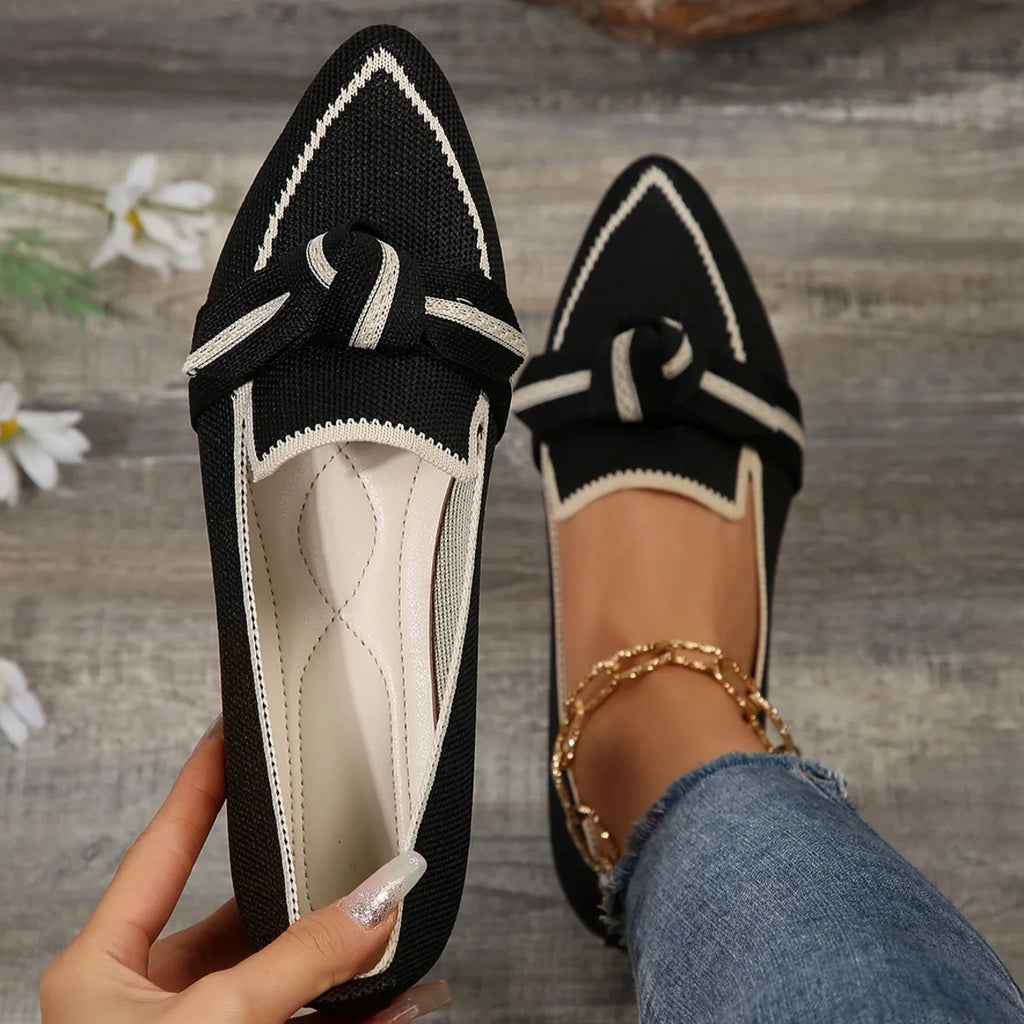 Elegant Pointed-Toe Knotted Flats